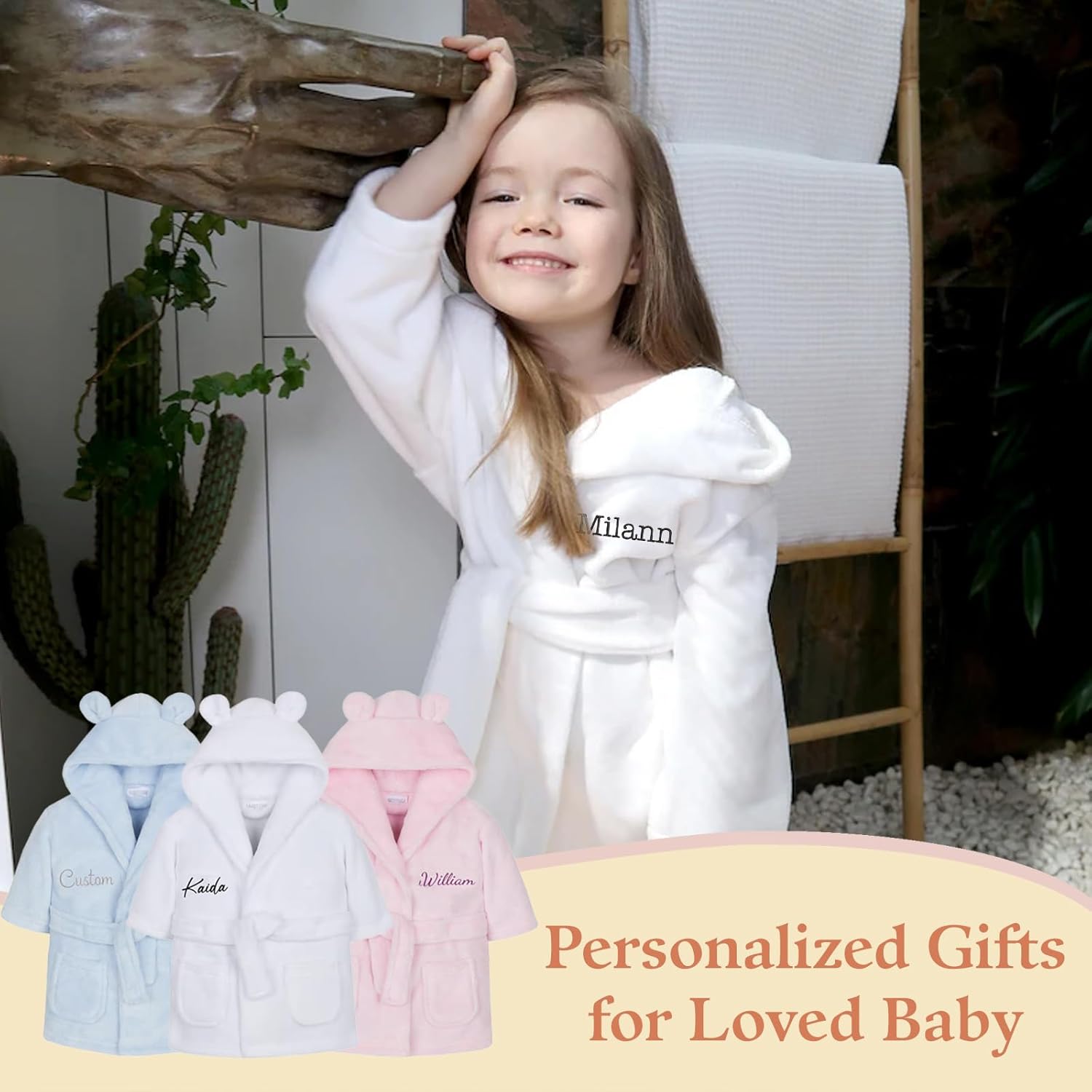 Personalized Flannel Kids Robes for Boys&Girls, Customized Baby Toddler Cotton Premium Boys Robe with Embroidered Name, Cute Bear Spa Robe Girls Bathrobe, for Birthday,Christmas Multicolor - Image 3