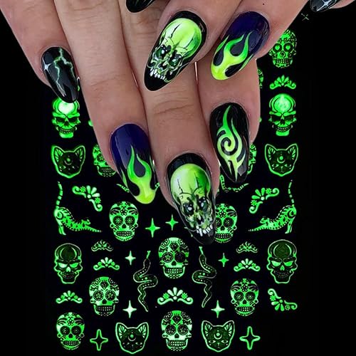 Miniatura 9 de Calcomanías de arte de uñas de Halloween 3D, calcomanías de uñas de Halloween, sombrero de bruja láser dorado, fantasma, autoadhesivas, diseños de