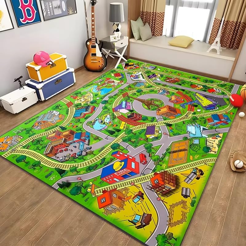 Tapis de vie urbaine et éducation des enfants avec circuit de voiture miniature