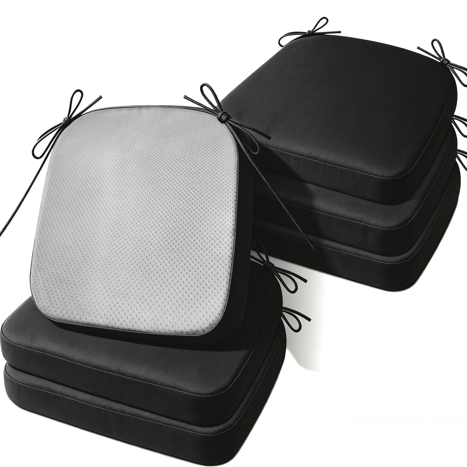 Cafusesdd Cafusedd Anti-Slip Granules Backing Outdoor Chair Cushions Set, Fade-6 Psc Replacement Chair Cushions, Outdoor Chair Pads for Out Door/Indoor(Black,21''*19'')