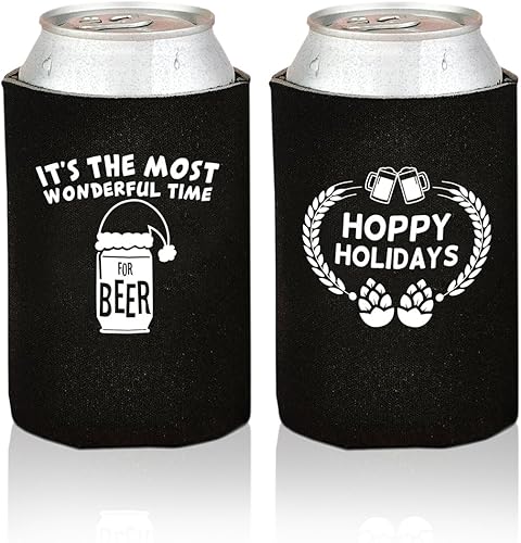 Miniatura 7 de Enfriadores de latas de cerveza divertidos de Navidad, paquete de 12 soportes para bebidas para hombres, regalos de broma para fiestas de Navidad,