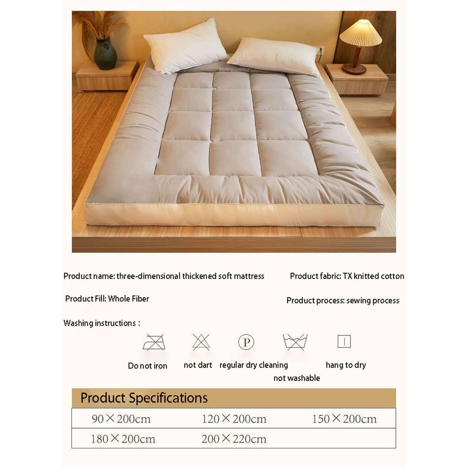 Materasso matrimoniale pieghevole, XL arrotolabile, materassino per dormire, materasso da meditazione, tappetino portatile da campeggio, divano letto per casa e viaggi, comfort e versatilità