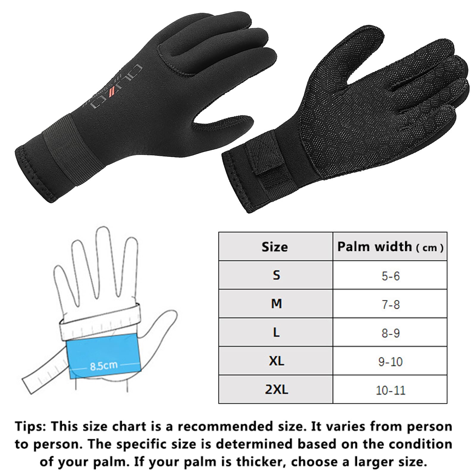 Guanti da muta in neoprene da 3 mm/5 mm, per uomini e donne, antiscivolo, tengono al caldo, con cinghia regolabile, per pesca subacquea, nuoto, surf, kayak
