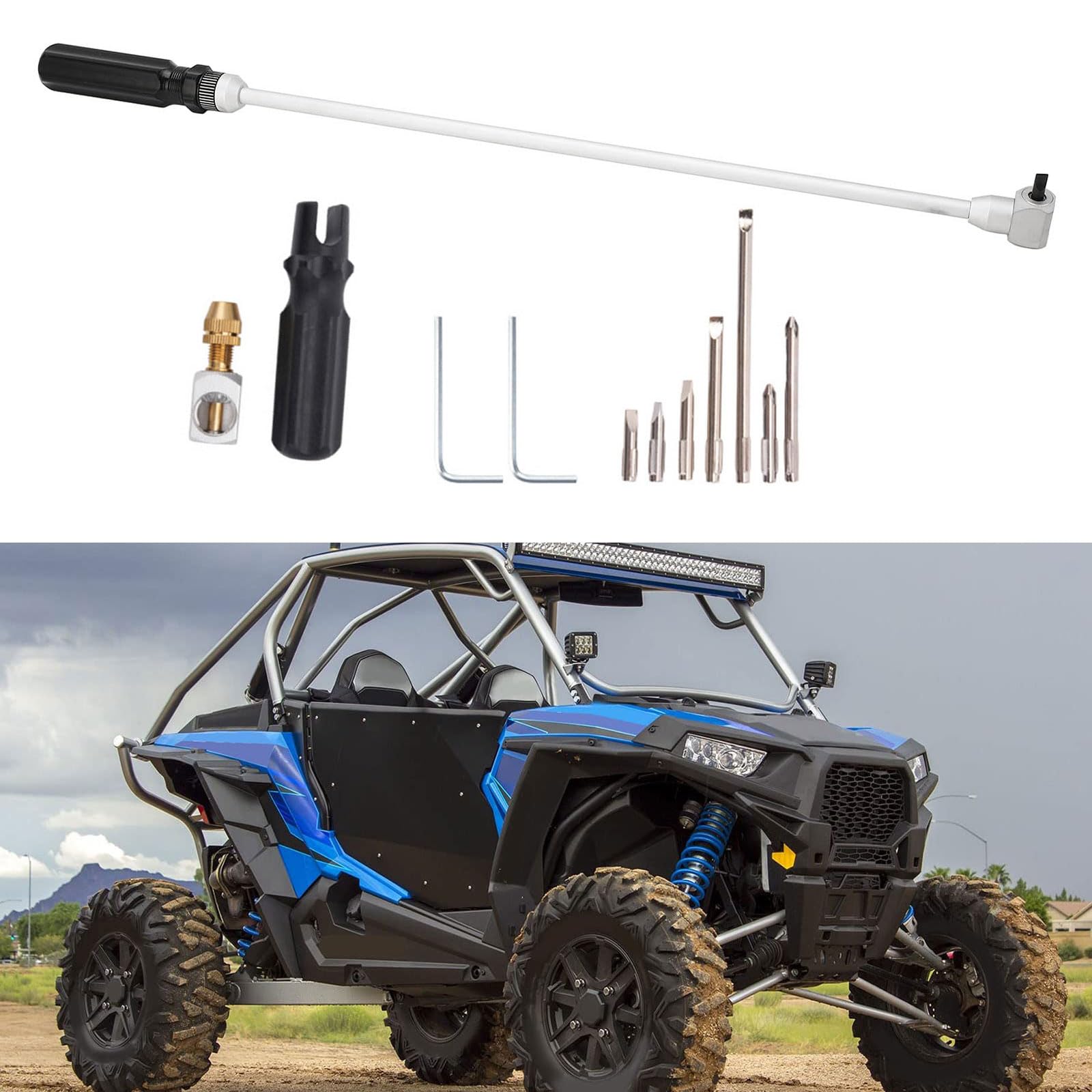 Herramienta de ajuste de carburador extendida de 480 mm con accionamiento de 90 grados para inactivos y tornillos mixtos, ajuste de carburador, mezcla de carbón y aire