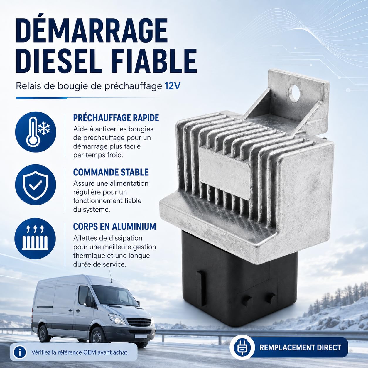 Relais de Bougie de Préchauffage 12V 9640469680 598140 93858431 93863895 Boîtier de Préchauffage Compatible avec Citroën Berlingo Opel Movano Vivaro Renault Master Trafic Vauxhall