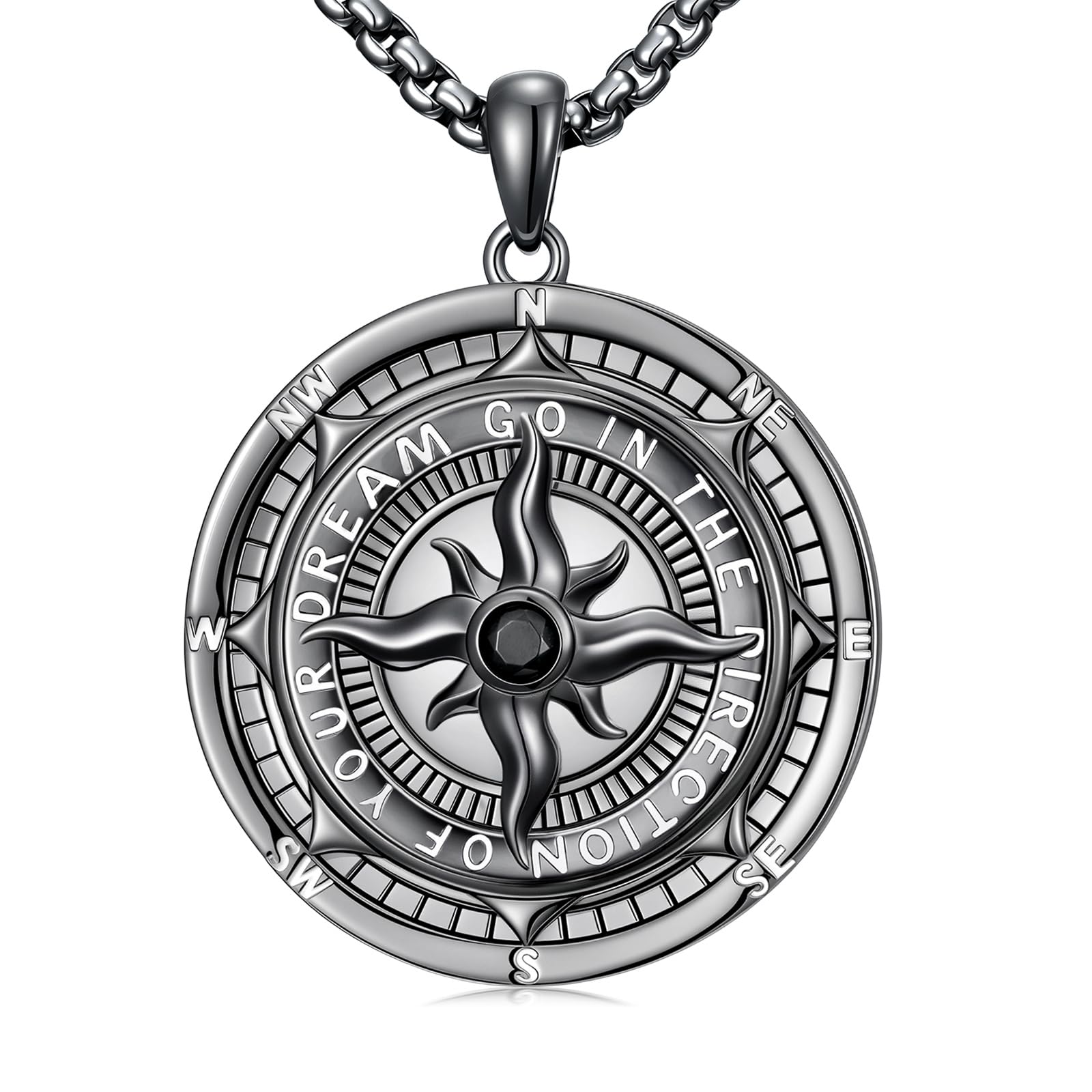 925 Sterling Silber Kompass Schmuck Kompass Halskette Gehen Sie in die Richtung Ihres Traums Abschluss Schmuck für Abschlusssaison Für den Freund oder die Freundin