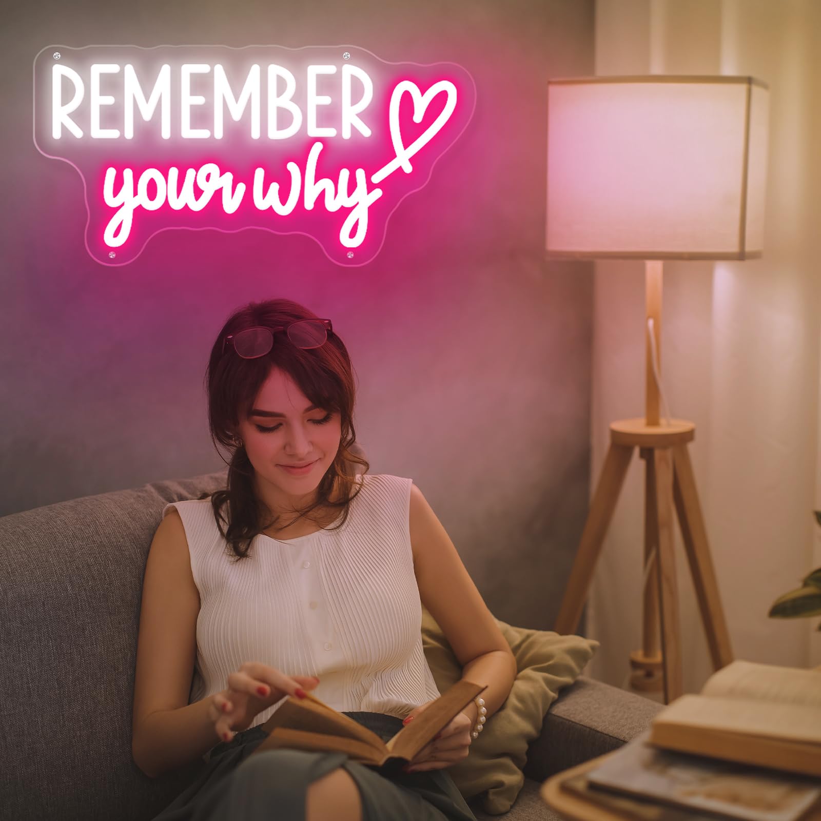 Cartel de neón con texto en inglés "remember your