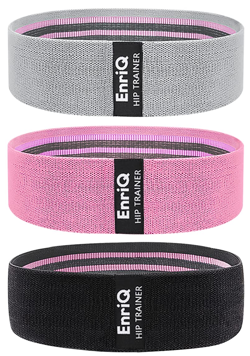 EnriQBooty Bands Fabric Resistance Bands for Legs and Butt Cloth Hip Bands Workout Exercise Bands 3 Set Women Men Stretch Exercise Loops Thick Wide Non Slip Bootie Band