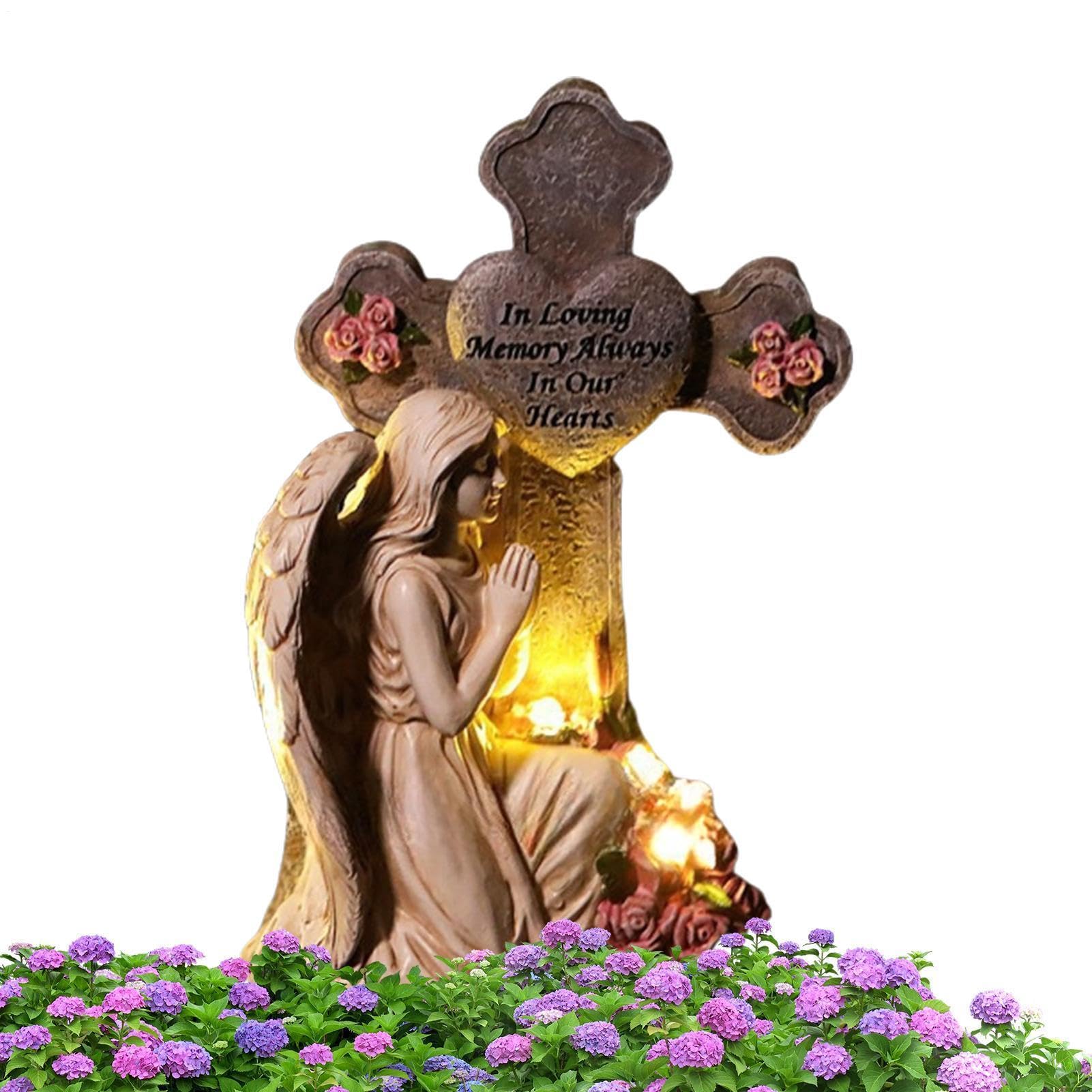 Sculpture commémorative ange de jardin pour cimetière et parc funéraire en résine durable