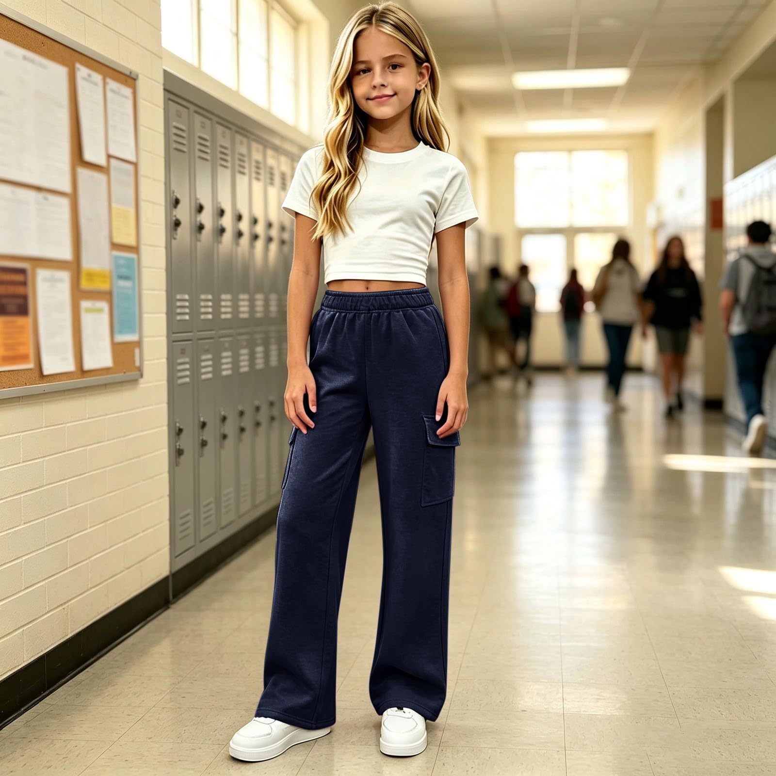 3er Pack Baggy Jogginghose Kinder High Waist Sweatpants Unisex mit Taschen