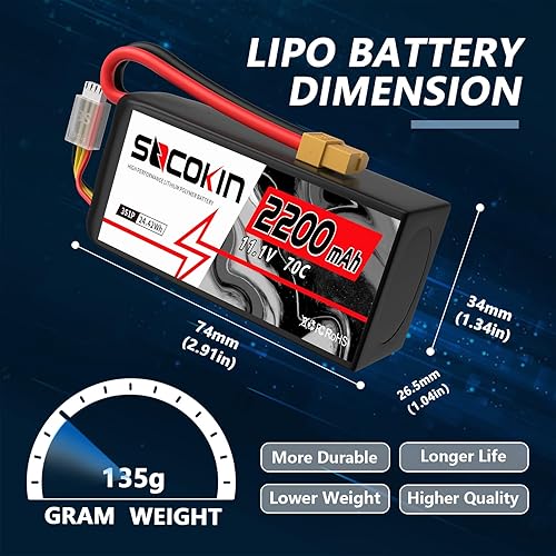 Miniatura 3 de 3S Lipo Batería 11.1 V 70C 2200 mAh Baterías Estuche suave corto Batería de coche RC con conector XT60 Enchufe para RC Crawler Coches Camiones Avión