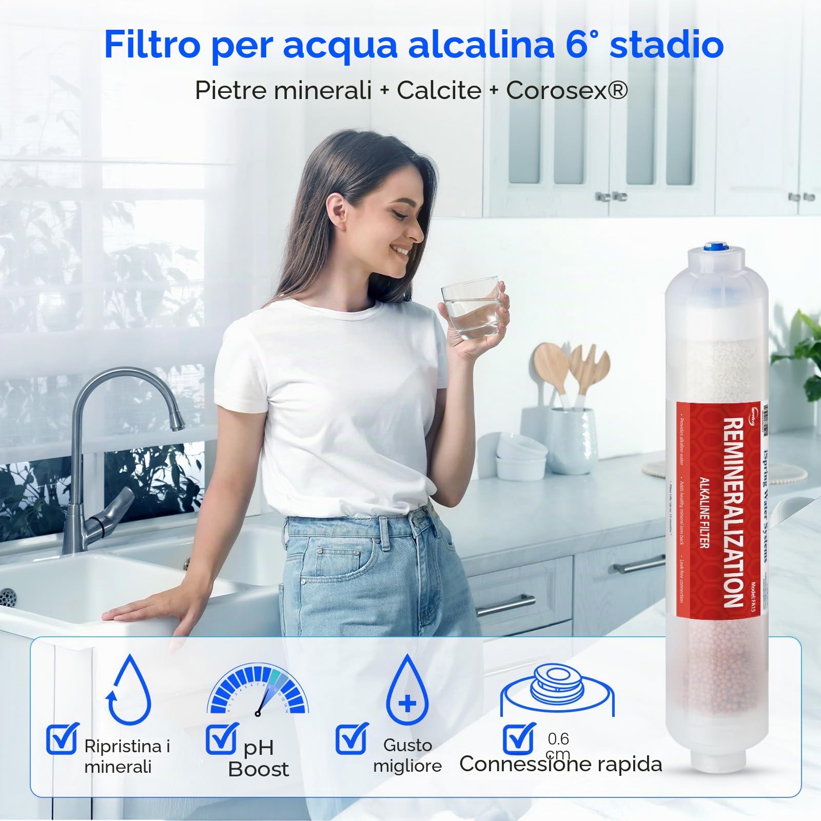 iSpring F10KU 1 Anno Cartuccia Filtro di Ricambio Set per Sistemi a Osmosi Inversa UV Minerali Alcalini a 7 Stadi, 10 Pezzi