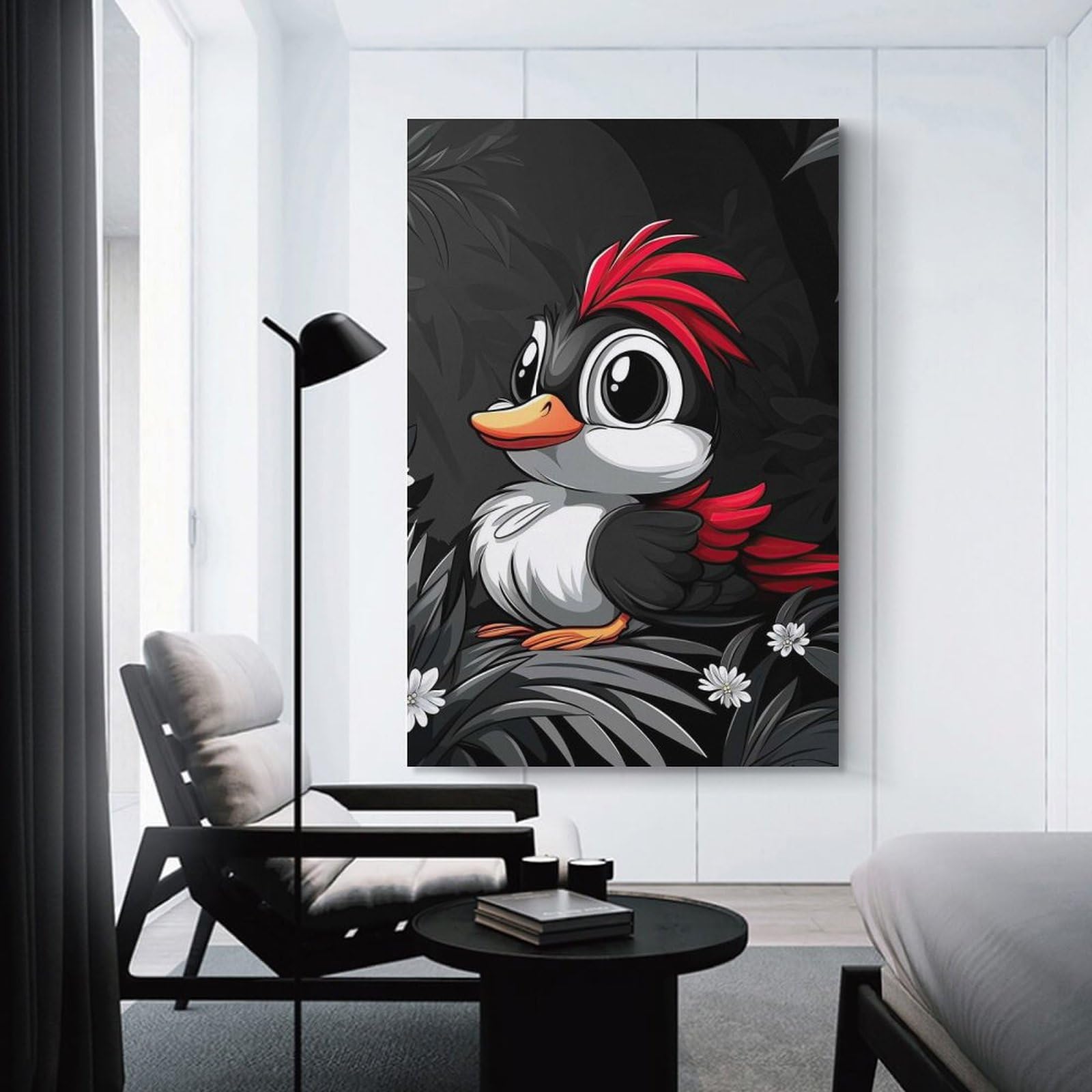 Junmoney Cute Cartoon Bird Canvas Art Print, 24x36inch(60x90cm), for Bedrooms, Workspaces And Everyday Interiors, A Flexible Wall Accent for Shared Spaces
