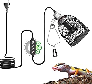 GlowUp Heat Lamp Terrarium with Protective Basket and Timer, Heat Lamp Turtles, E27 Reptile Lampshade with 1 Ceramic Heating Lamp 75 W for Reptiles, Tortoise, Chameleon product image