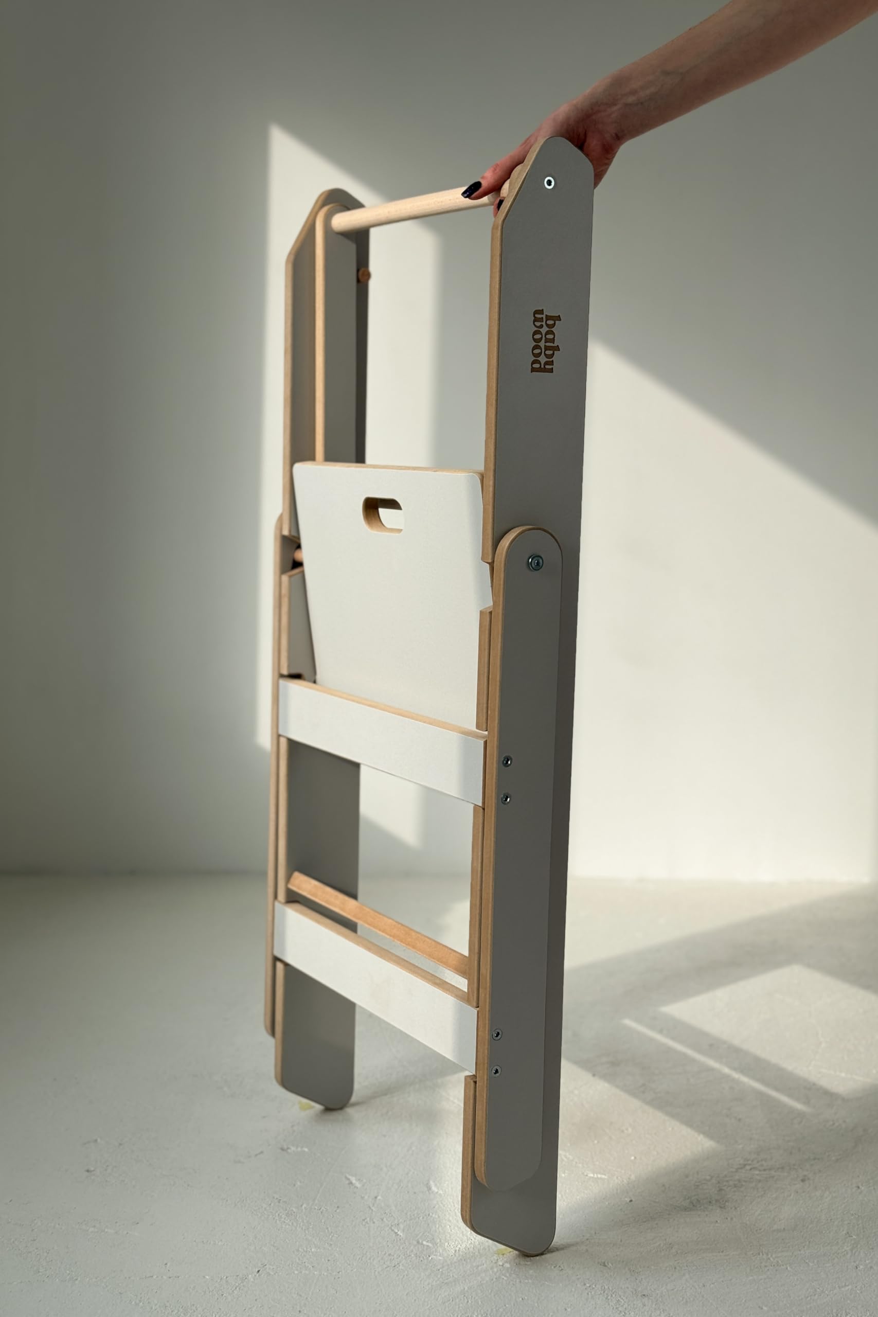 Torre de Aprendizaje Plegable de Madera Montessori - Herramienta de Cocina, Torre de Enseñanza Pequeña (Azul)