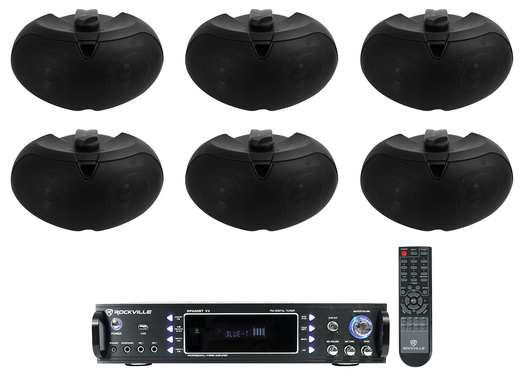 (6) Rockville D4-16 Black Dual 4