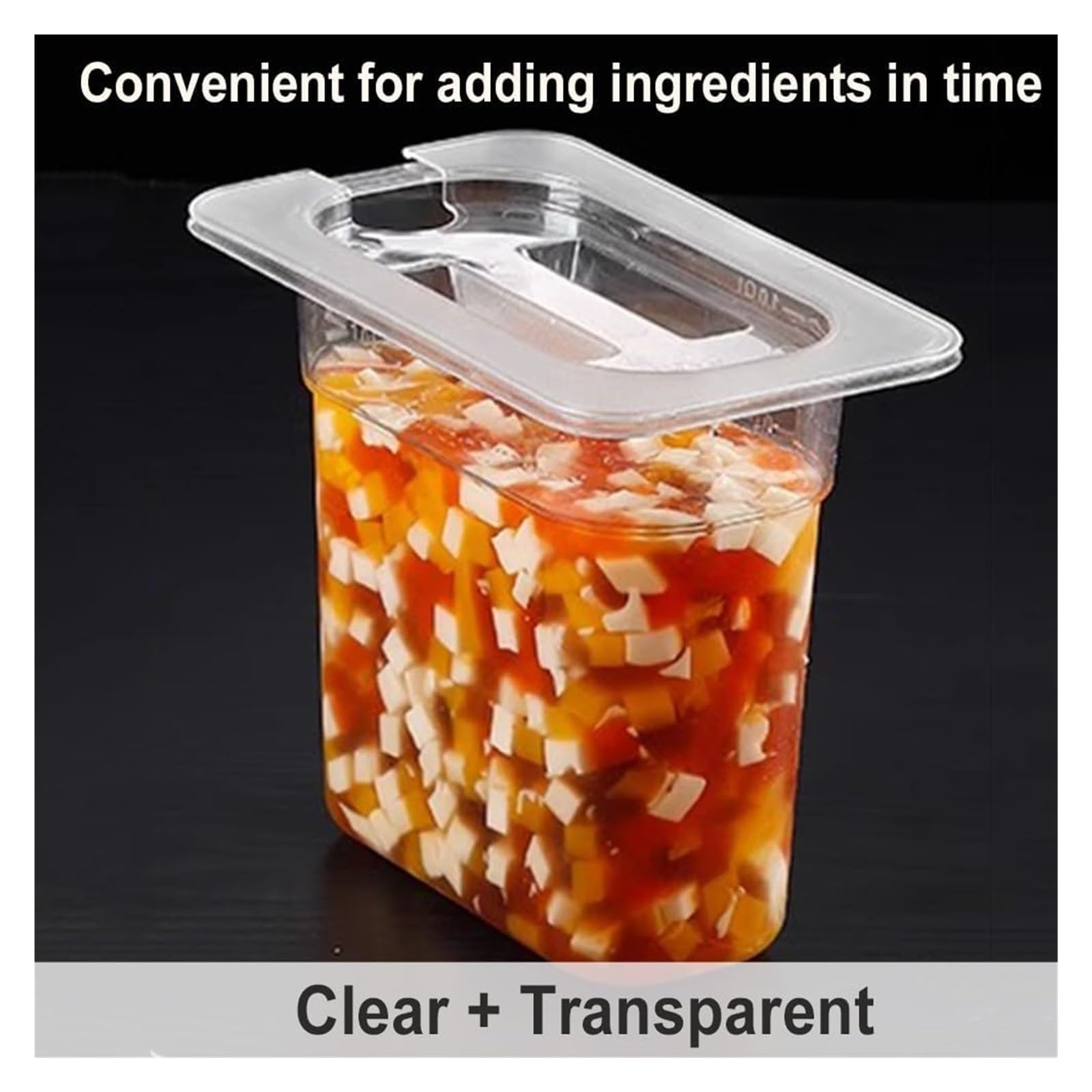 Pizza-Tnizer, 2-reihig, transparent, mit Löffel und Deckel, Arbeitsplatte zum Würzen – perfekt für Hobbyköche und Pizza-Liebhaber (Silber, 64,5 x 22,6 x 43,2 cm)