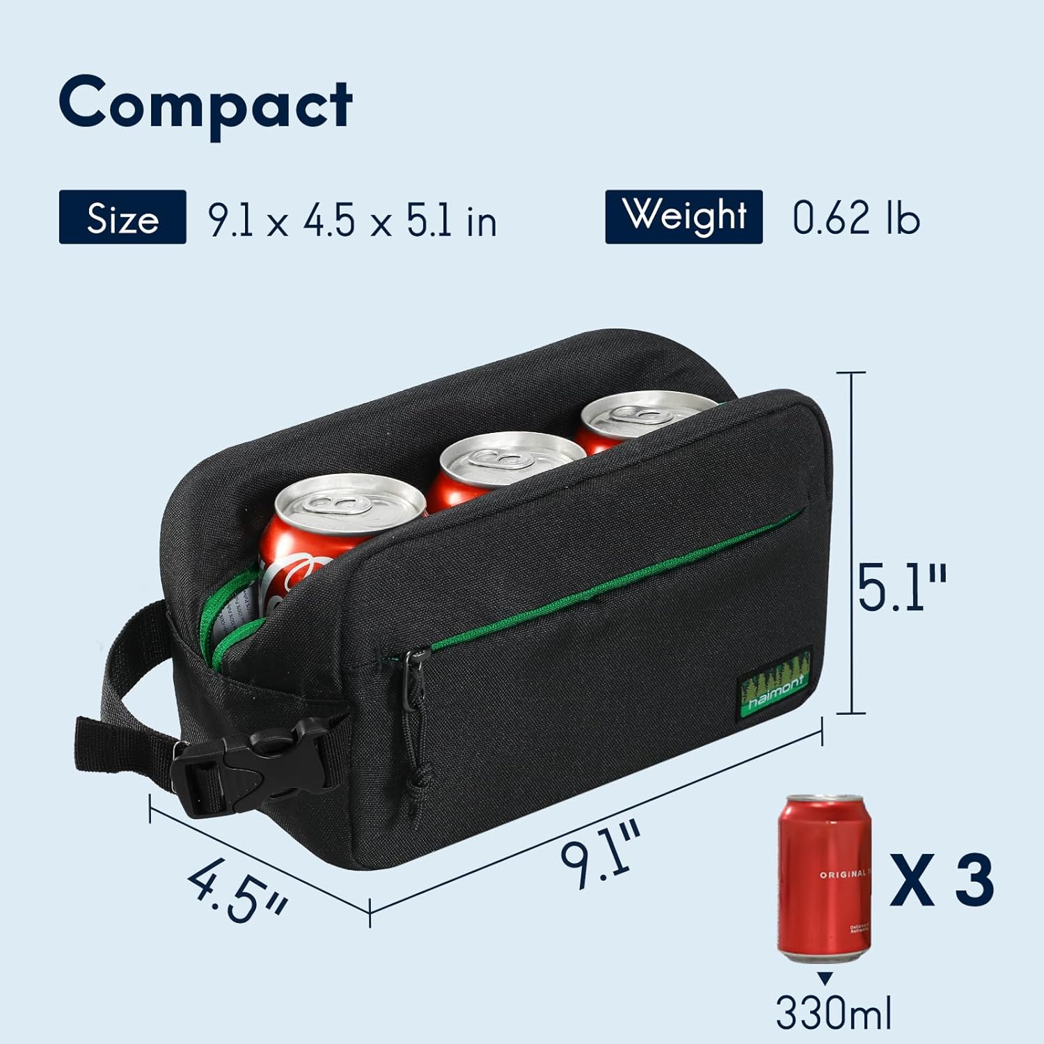 Haimont Freezable Snack Lunch Bag with Buckle Handle, Reusable Freezer Small Cooler, Mini Insulated Bag for Work Travel, Black - Image 7