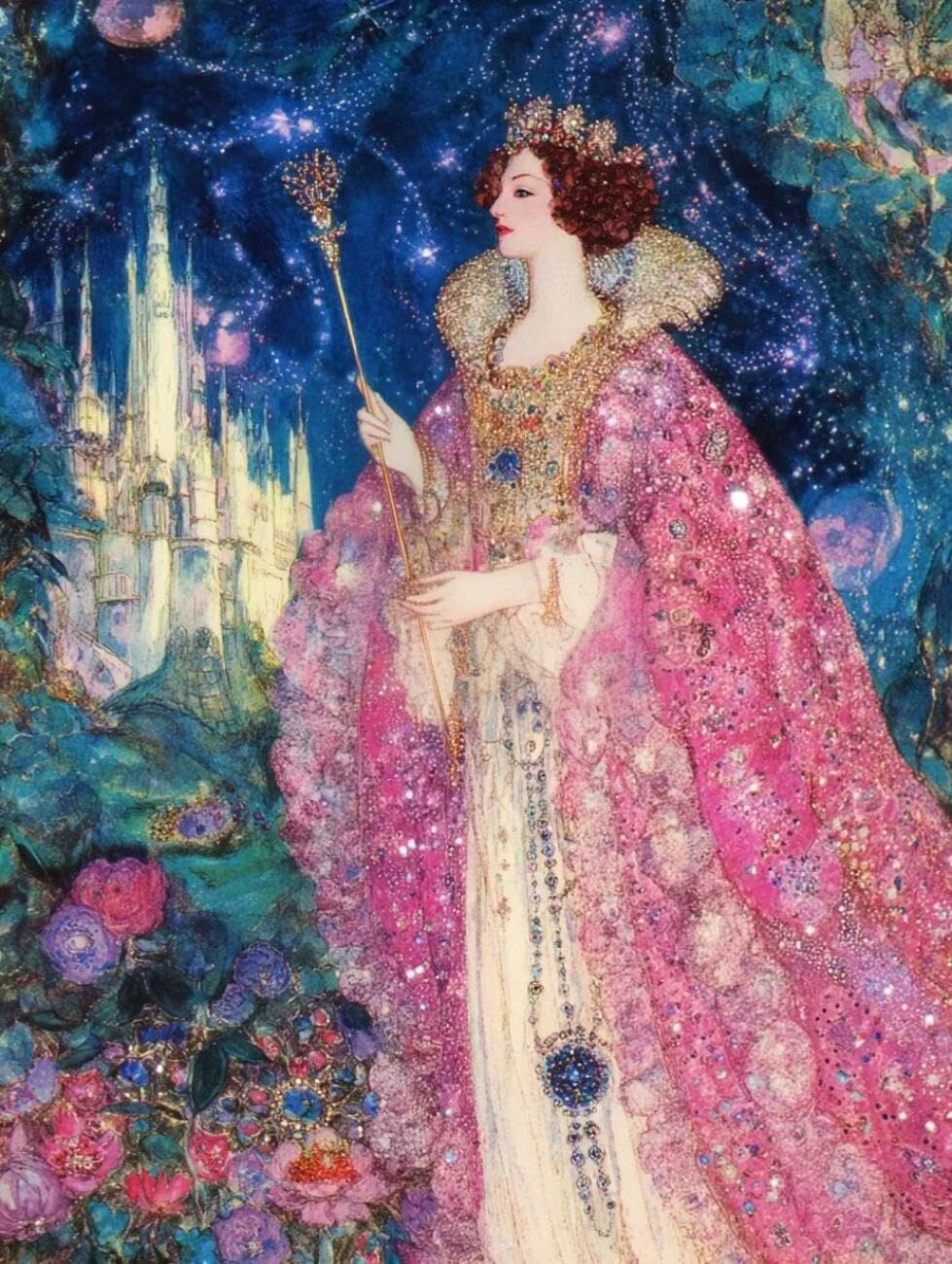 Henypt Cross Stitch Kit Anime Women DIY Needlepoint Set for Adults Beginners with Accessories Handmade DIY/Gifts 14CT 30x40cm