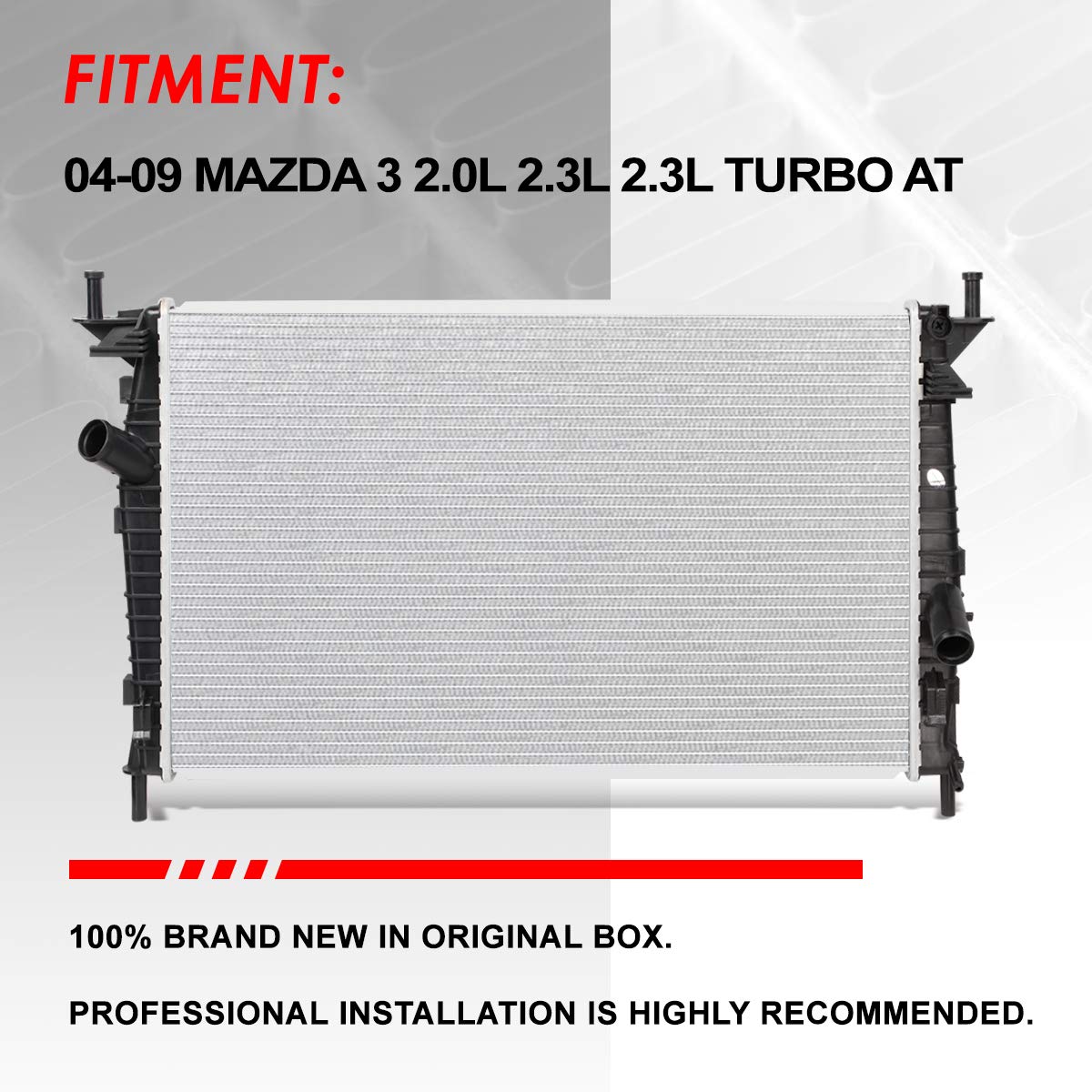 DNA MOTORING Aluminum Radiator For 2004-2009 Mazda 3 2.0L 2.3L Turbo AT - OE Style - View #2