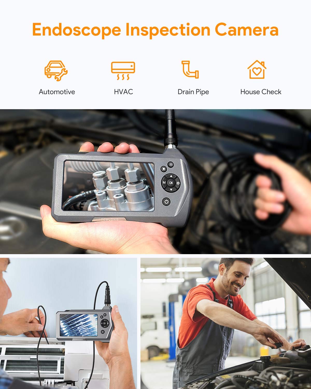 Greatest Product Teslong Inspection Camera, 1080P Waterproof Borescope with 4.5inch IPS Monitor, Industrial Endoscope Camera with LED Light, 16.5ft Snake Camera Cable, Visual Inspection for Automobile House Pipe HVAC Free Shipping 🛒 Teslong Inspection Camera, 1080P Waterproof Borescope with 4.5inch IPS Monitor, Industrial Endoscope Camera with LED Light, 16.5ft Snake Camera Cable, Visual Inspection for Automobile House Pipe HVAC