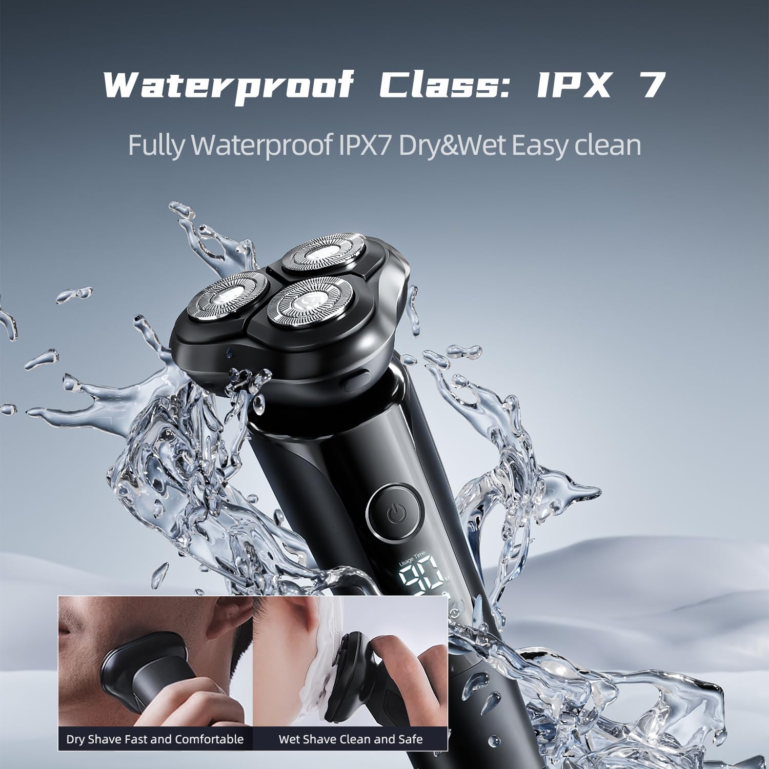 Afeitadora eléctrica rotativa para hombre, cabezal de corte flotante 3D, cabezal de corte flotante tipo c de una hora de carga rápida, resistente al agua, con pantalla LED, afeitado en seco y húmedo, 6