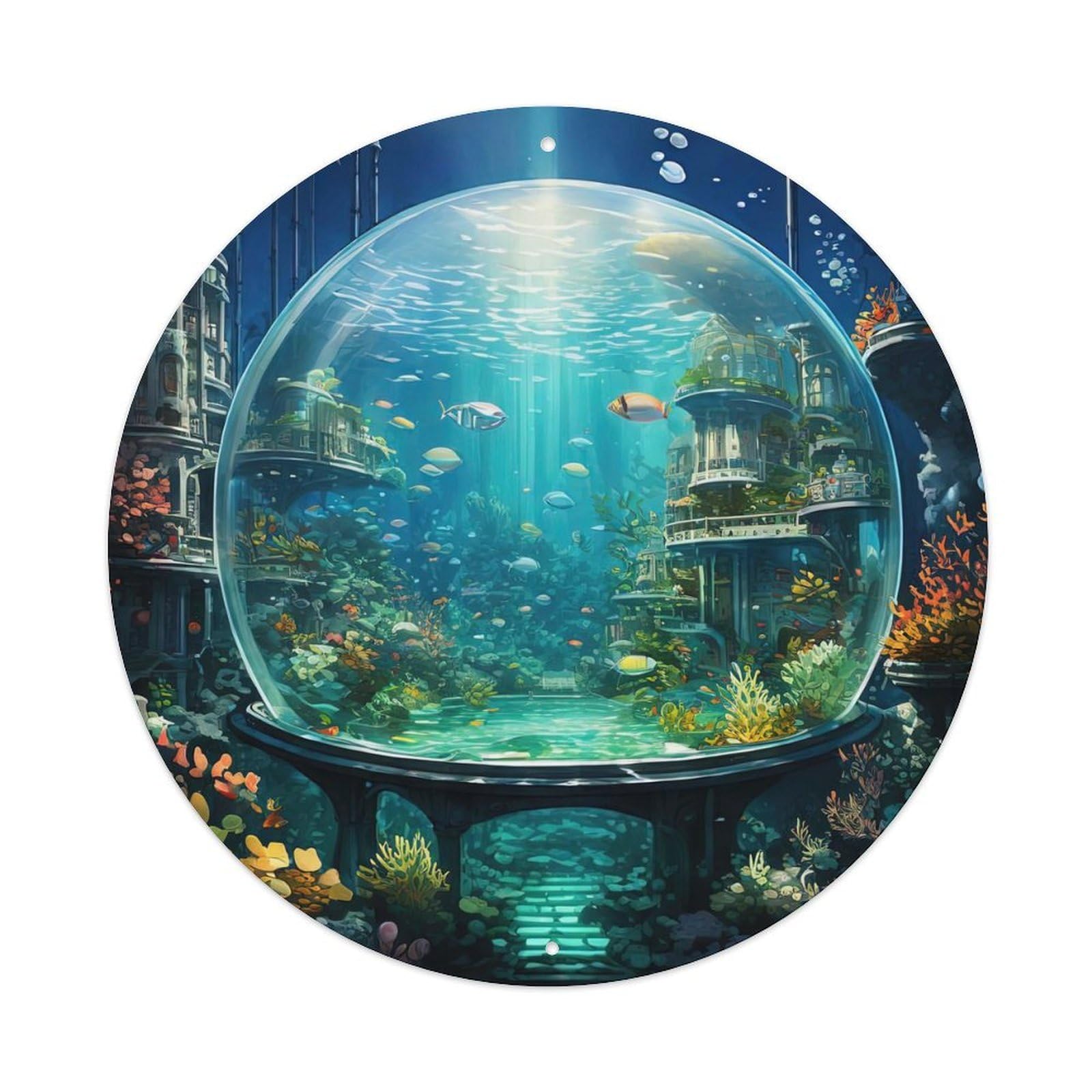 Animal Undersea Palace Fish Fun Metal Tin Sign