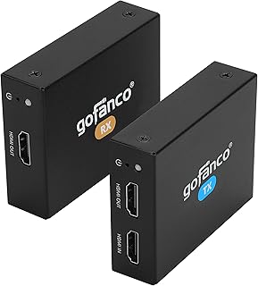 gofanco 4K HDMI Extender Balun Over CAT6/7 – 164ft @4K, 230ft @1080p, 4K @60Hz YUV 4:4:4, HDR, 18Gbps, HDCP 2.2, Loopout, IR Passthrough, 5.1ch Audio, Near Zero Latency (HD20Ext-BSC)