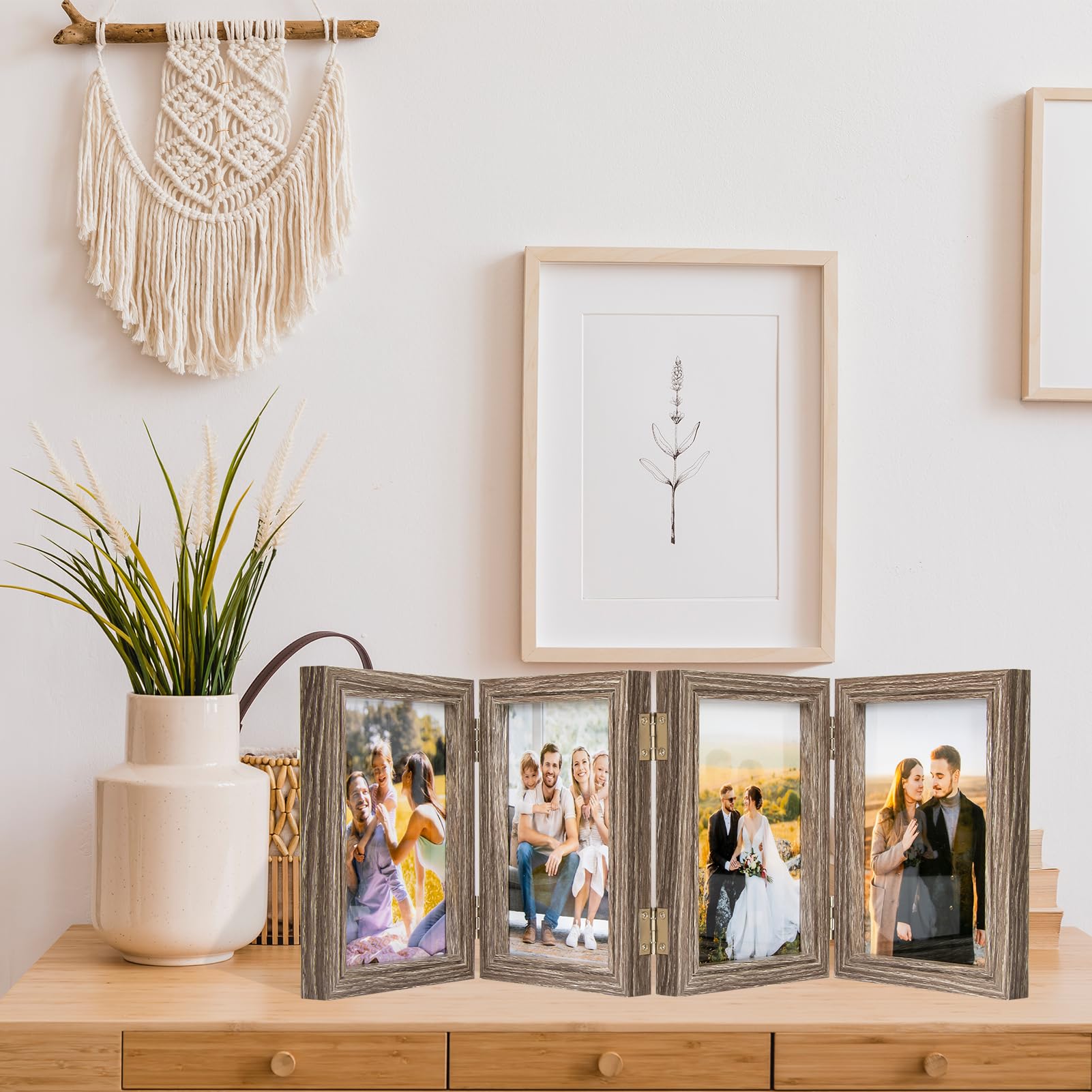 TNTGMG Klappbarer Bilderrahmen 4x6 - 4-fach Fotoständer Aus Holz