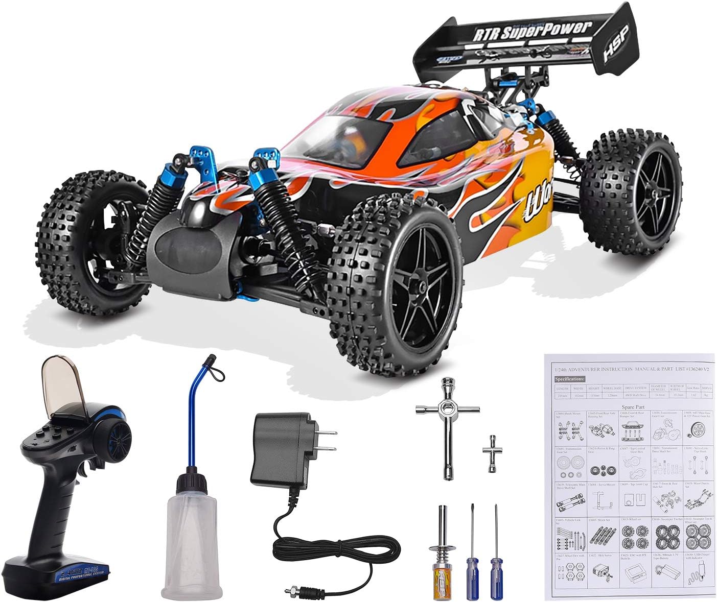 Rraycom HSP 110 Escala de alta velocidad 404mih 4WD Off-Road RC Car 24 GHz Camión a control remoto auto de carreras todoterreno controlado por radio