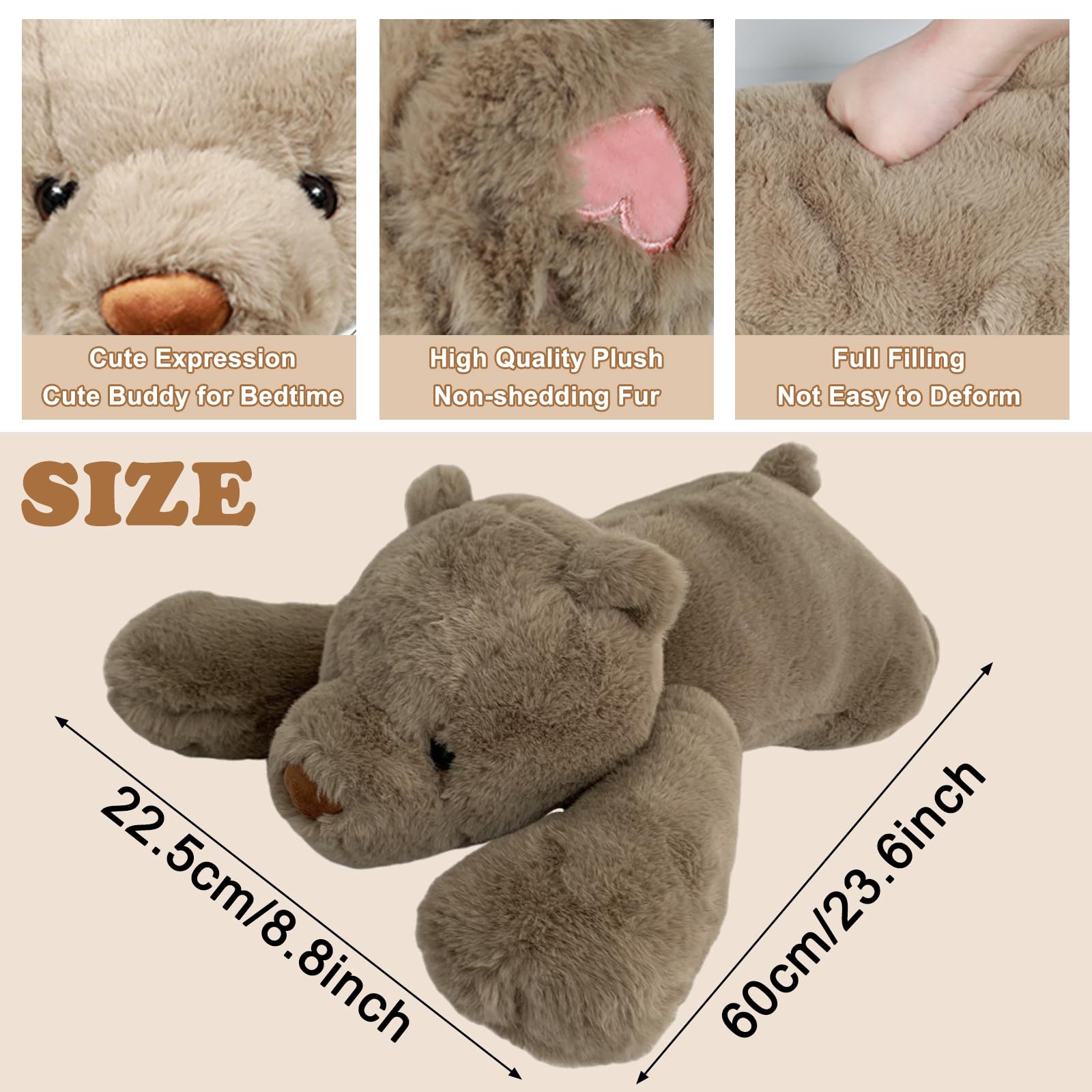 MeHoo 3.3LB Peluche Ponderado para Ansiedad 60 cm Animal de Peluche Ponderado Juguetes Sensoriales para Autismo Weighted Anxiety Stuffed Animal Almohada Regalo de Cumpleaños