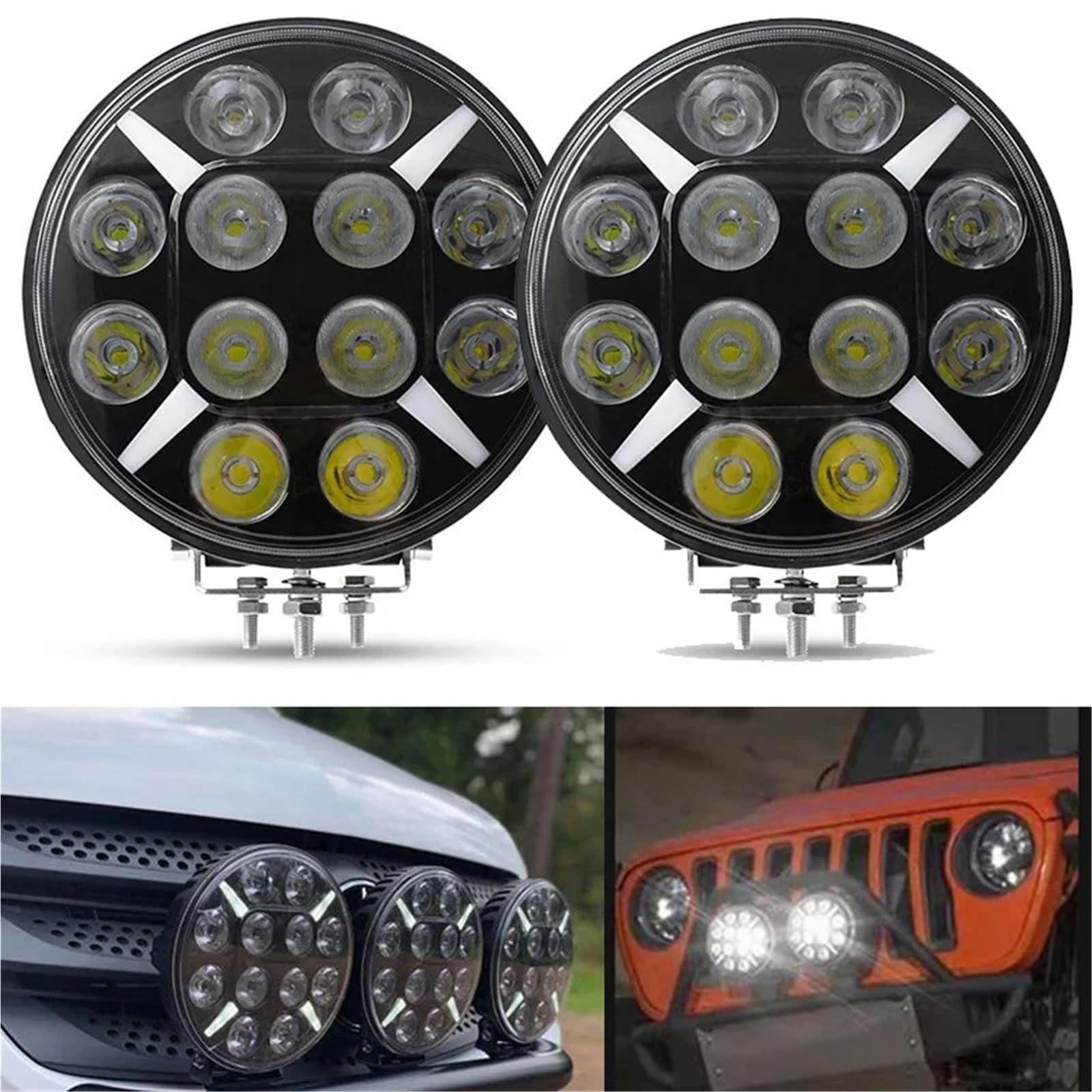 Auto Conjuntos faros 1 Luz LED Redonda Todoterreno De 9 Pulgadas Para Conducción Camiones Foco Trabajo Faro Delantero Con Intermitente