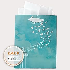 Christian Art Gifts Gift Bag/Tissue Paper Set May You Be Blessed Psalm 115:15 Bible Verse, Blue Birds, Medium