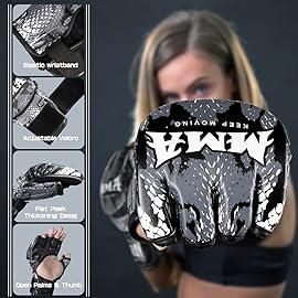 Punch Bag Training Gloves, LangRay MMA Grappling Gloves for Sparring Martial Arts Boxing Training for Adults and Kids, M