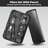 Vista 8 de SOONAN 5 Piezas Alicates Mini, Juego de Herramientas Duraderas Cortadores de Cables – Punta de Aguja Larga, Nariz Larga, Alicate de Punta Curvada