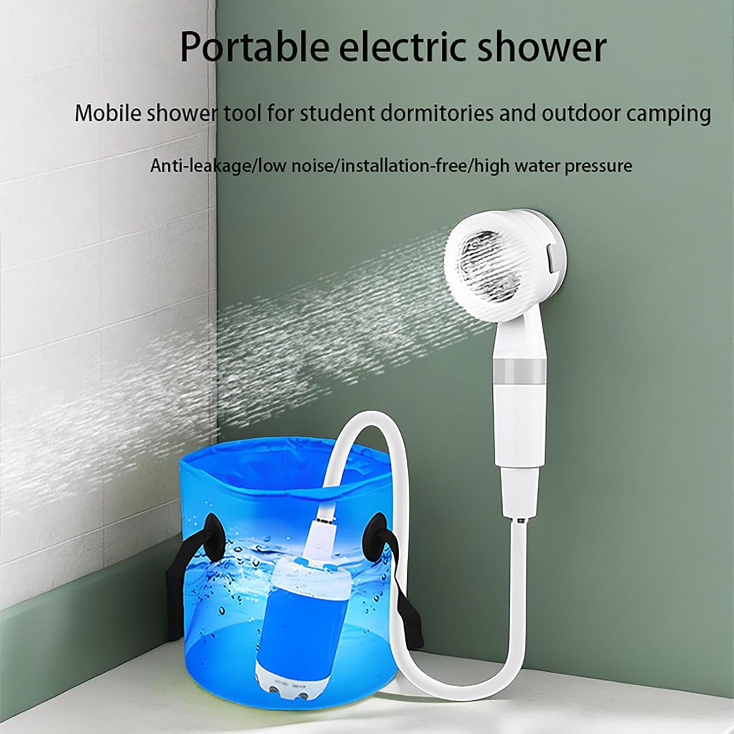 DBXMJWCMDT 充電式ポンプ付きポータブル電動キャンプシャワー - ホース付き屋外シャワーヘッドスプレー、複数のスプレーモード