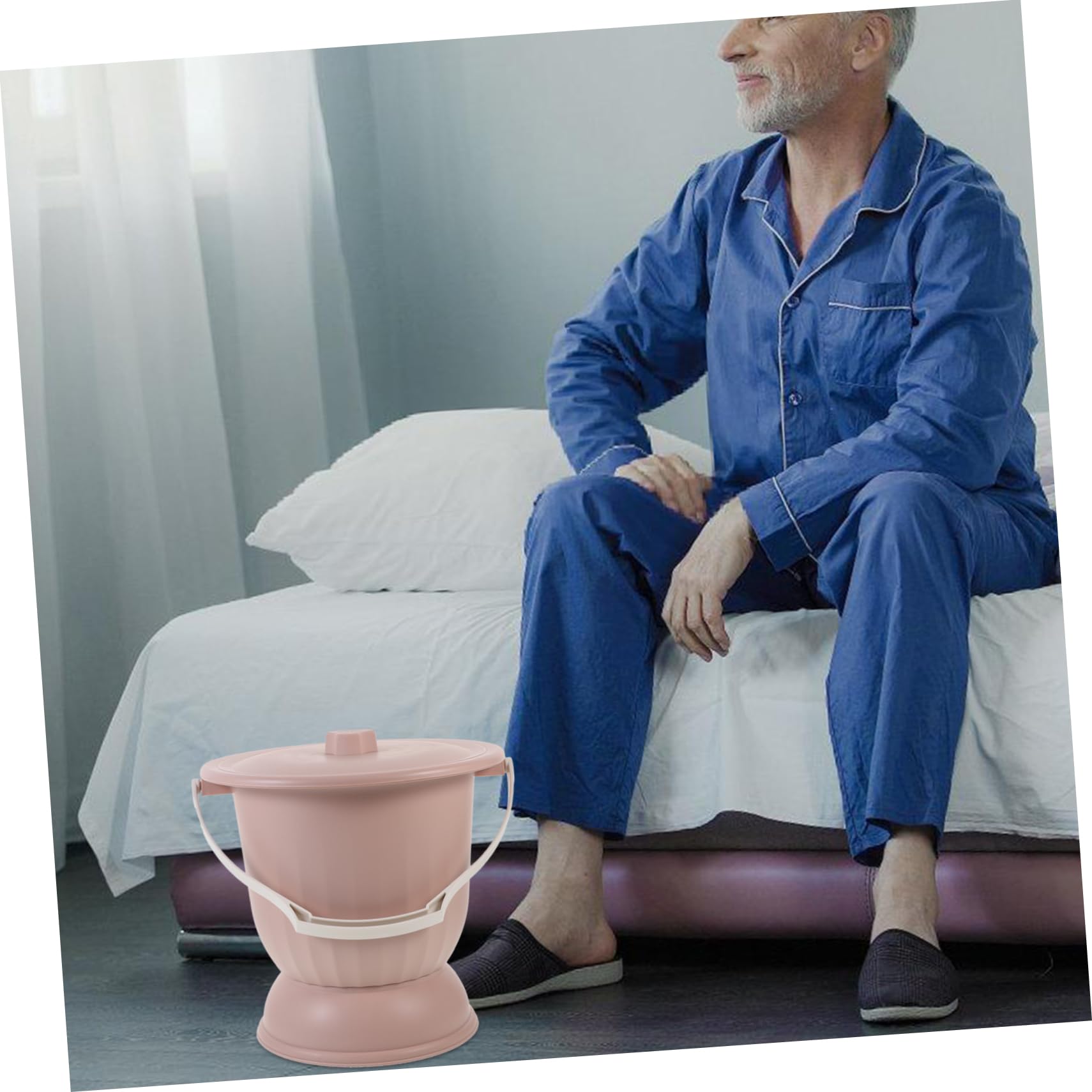 Orinal Unisex Rosa de Pp 4, 5 L Tapa y Base Antideslizante