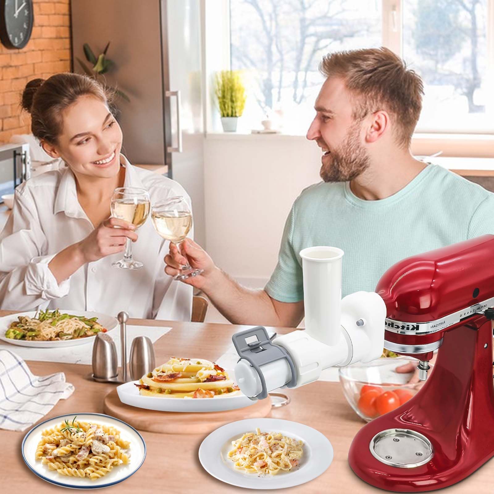 Nasadka do makaronu kompatybilna z kuchennym mikserem stojącym, 6 w kształcie makaronu prasą do makaronu, 6 w 1, nasadki do makaronu