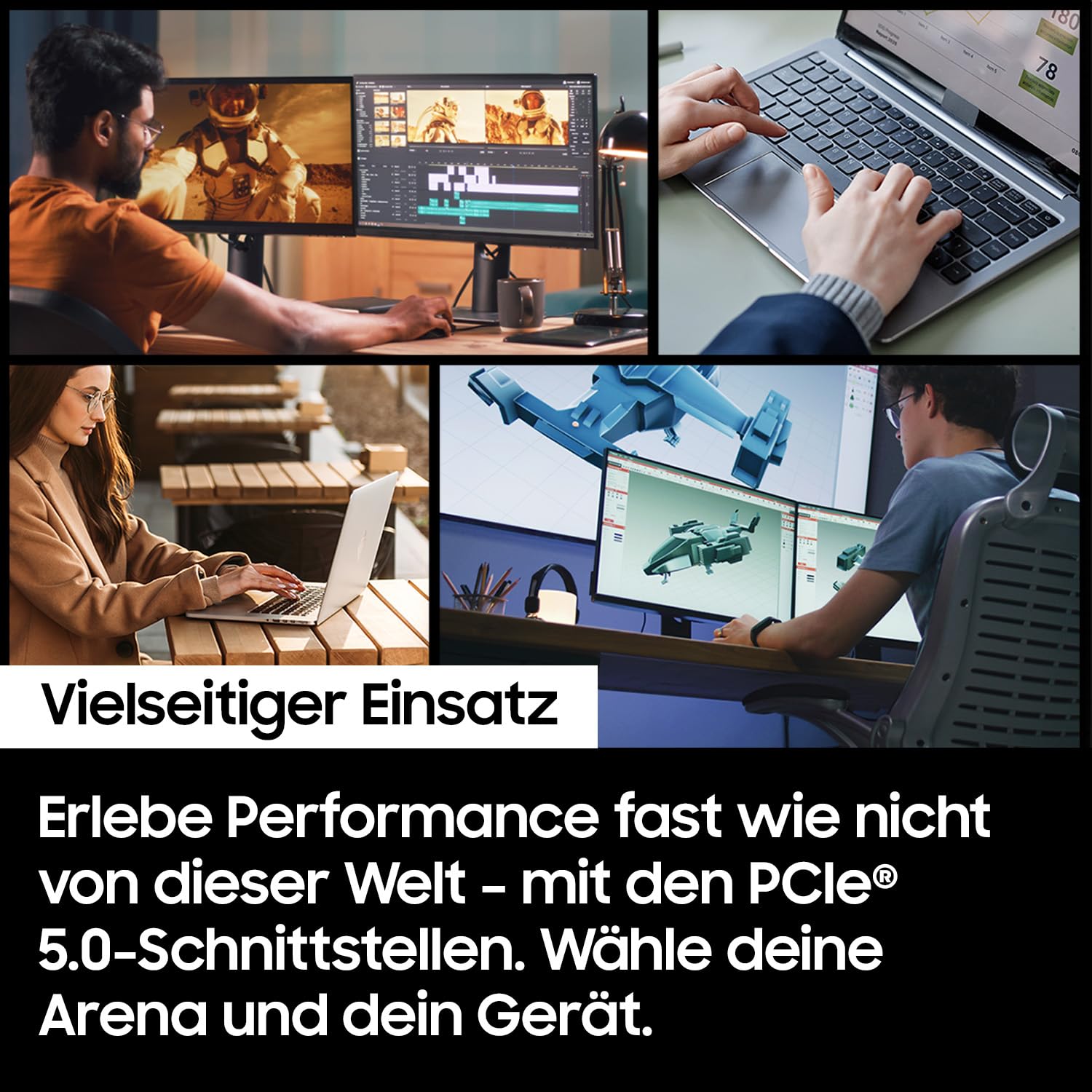 Samsung 9100 PRO NVMe M.2 SSD 4 TB PCIe 5.0 14.800 MB/s Lesen 13.400 MB/s Schreiben Interne SSD Gaming Schwarz MZ-VAP4T0BW