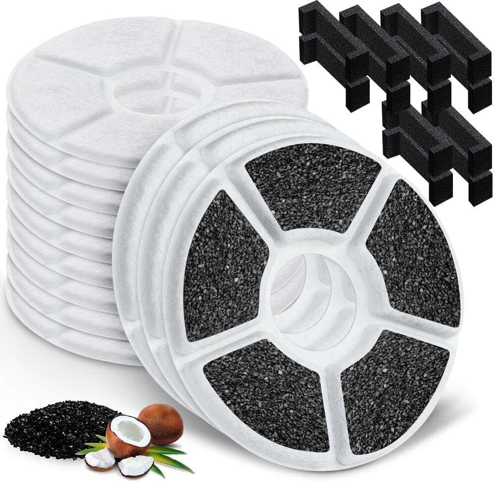 Replacement Filters for Kastty 3L Cat Water Fountain, 12 Pack Food Grade Water Fountain Filter for Kastty Fountain and Other Cat Water…