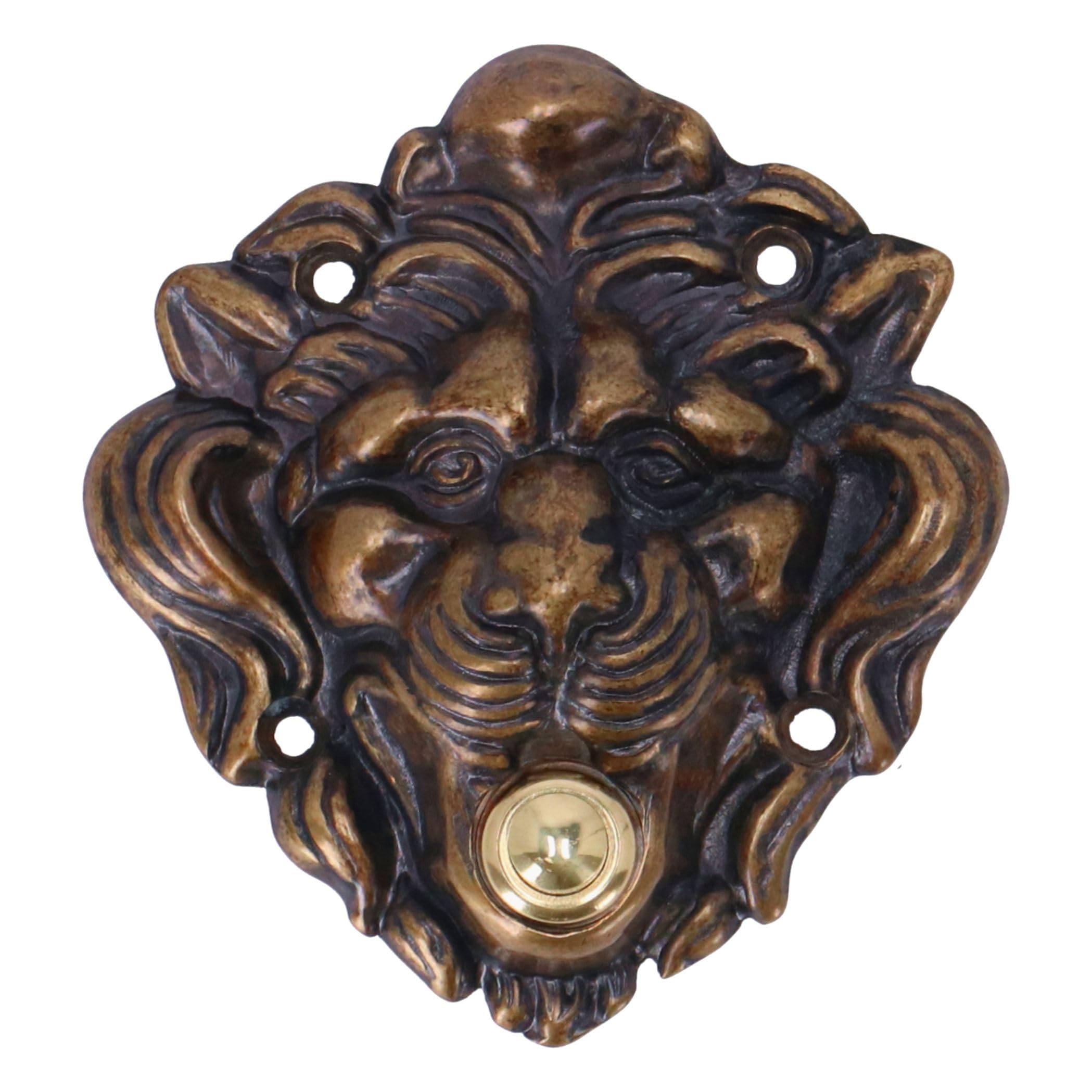 Sonnette interphone style ancien laiton bruni pour sublimer votre façade lion
