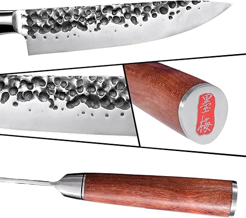 Miniatura 5 de Ink Plums Cuchillo de chef de cocina de 8 pulgadas, cuchillo afilado alemán de acero inoxidable de alto carbono, cuchillo de carne profesional con