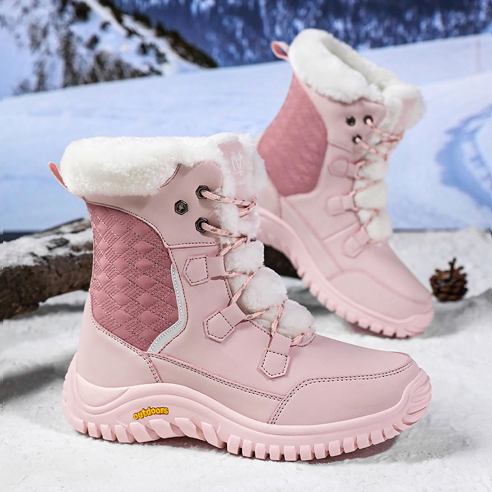 CUTEHEELS Damskie buty zimowe o wysokości cholewki 18 cm | buty śniegowe z antypoślizgową gumową podeszwą, na zimną i wilgotną pogodę