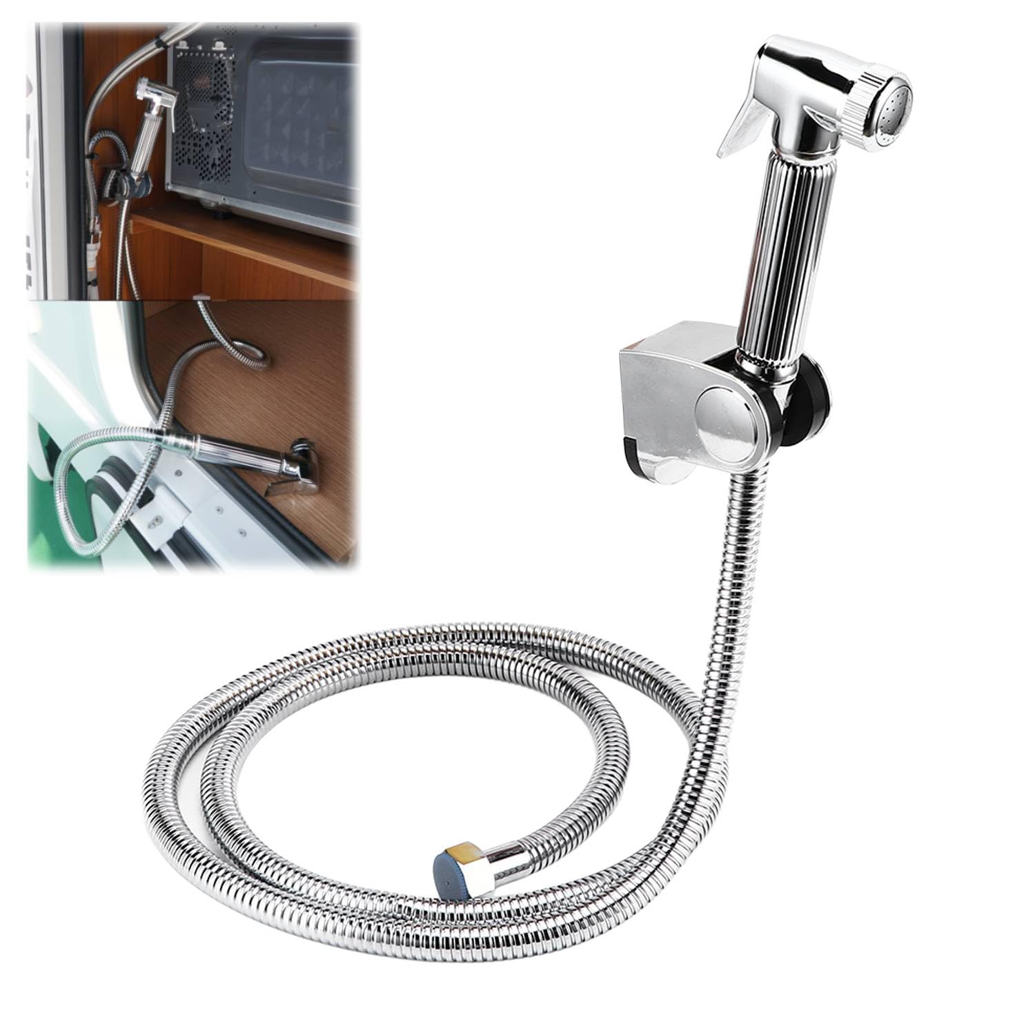 Tissting Soffione Doccia Portatile, Soffione Doccia in Rame Impermeabile con Tubo Flessibile 1,5 m G1/2 Design Antiscivolo per Camper Barca Viaggi Giardino Esterno Caravan e Campeggio