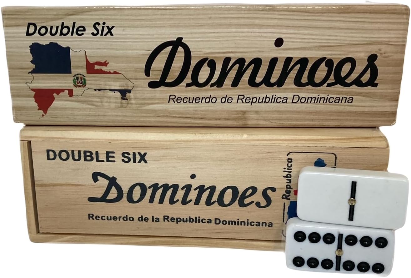 Dominican Republic Country Flag Engraved Dominoes Double Six
