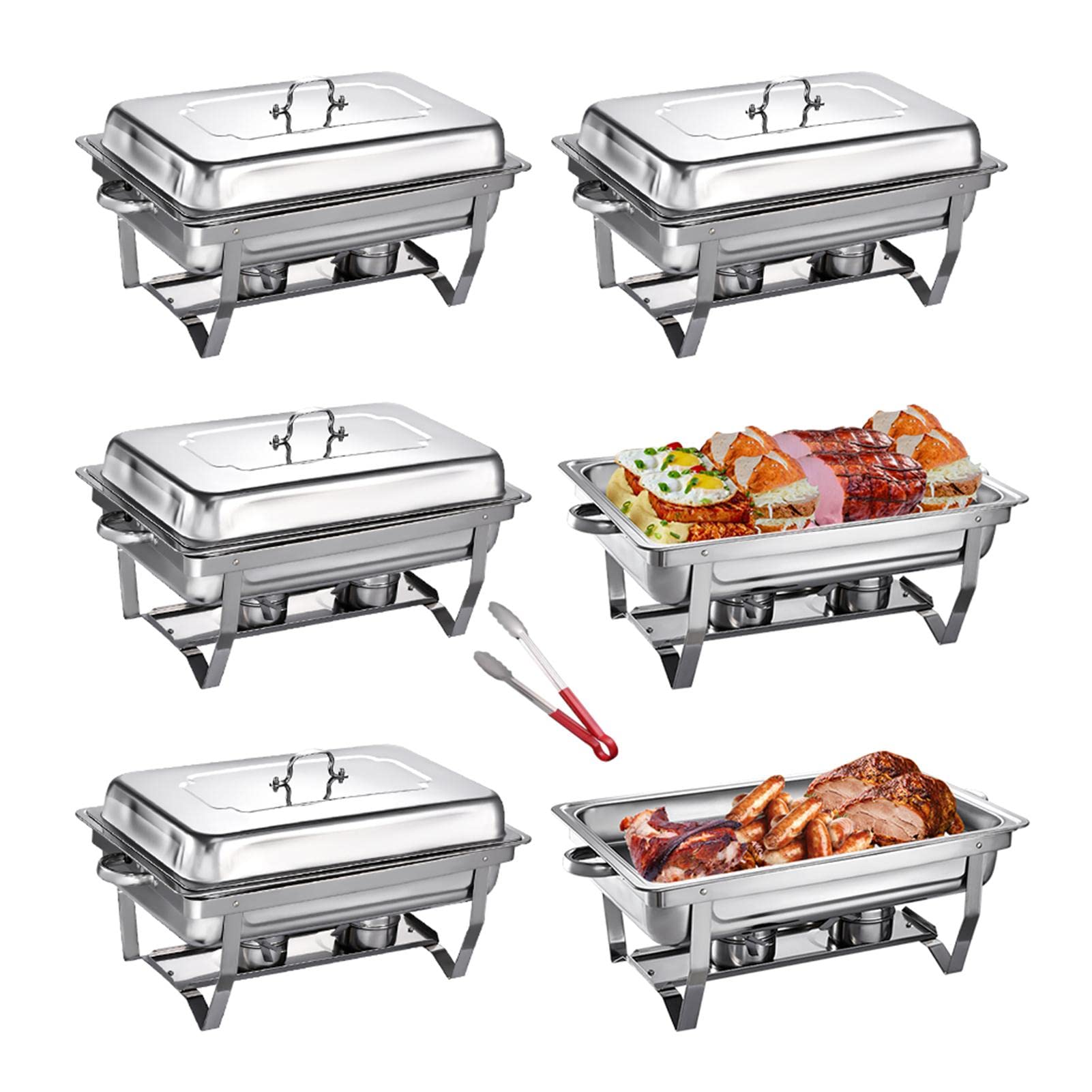 Buy Rectangular Chafing Dish Buffet Set 6 Pack,8QT Full Size Chafer