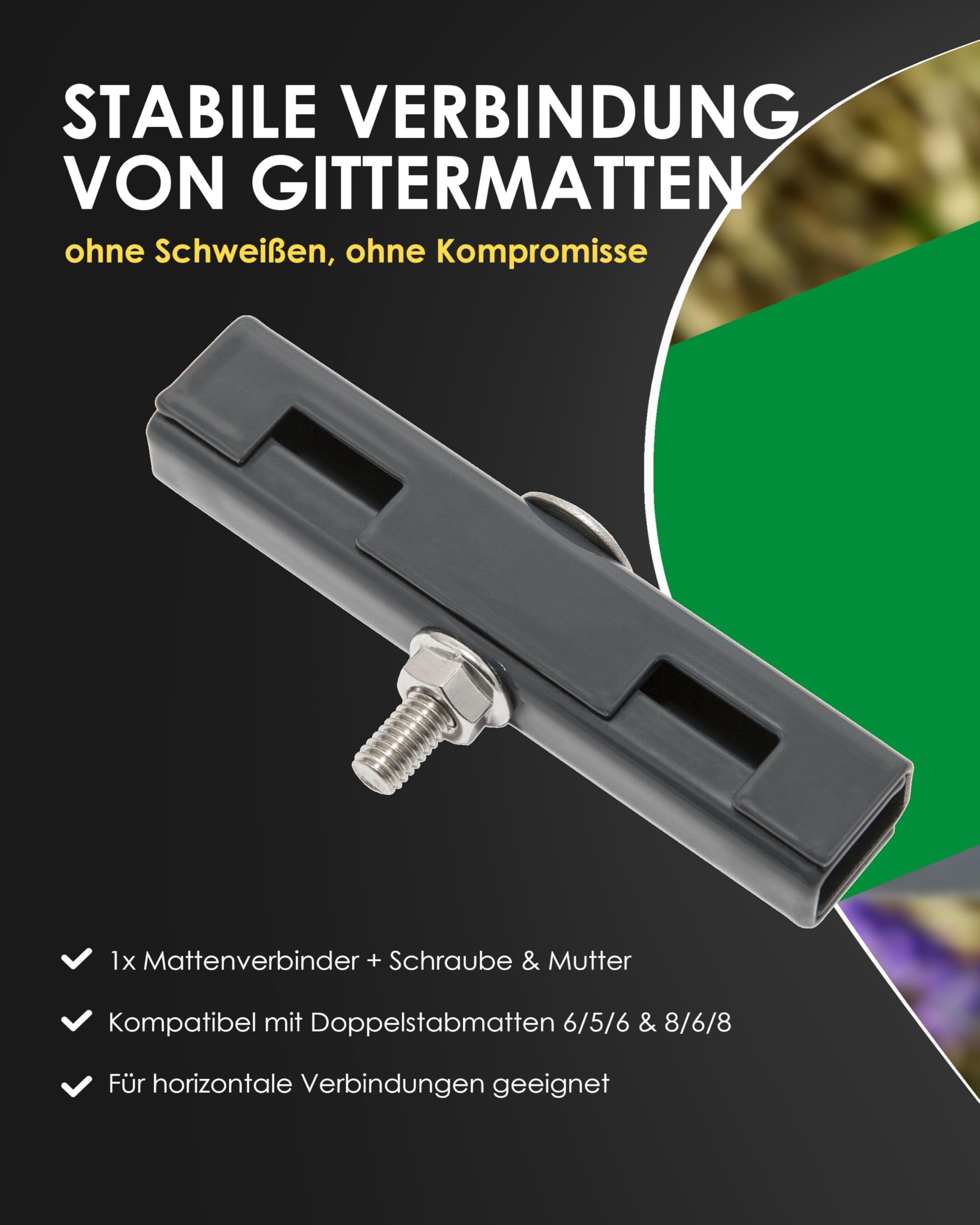 Zaundirekt U Mattenverbinder 10er Pack - U-Form Doppelstabmattenzaun Verbinder für leichte und schwere Zäune - Gittermattenverbinder in Anthrazit