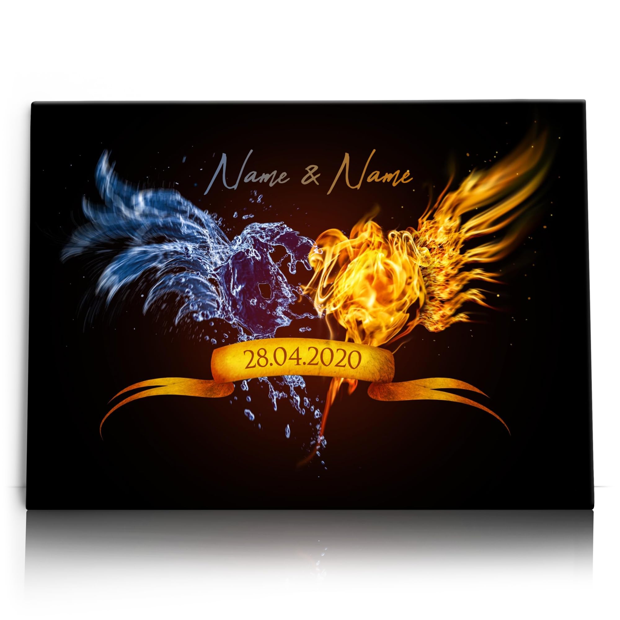 Liebesleinwand Leinwandbild personalisiert | Leinwand gestalten mit Namen und Datum Geschenk für Partner | Elements of Love