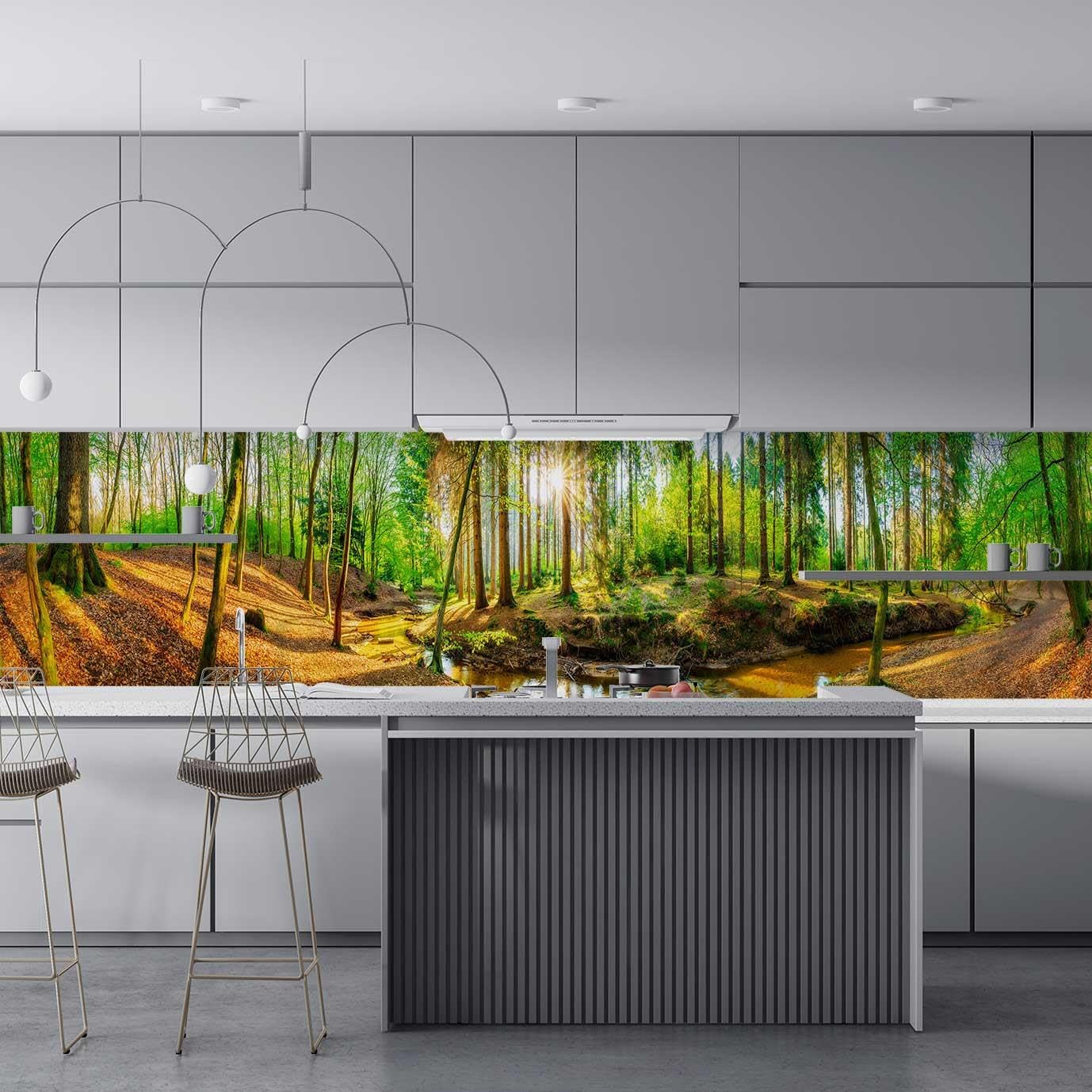 Mutfak Tezgah Arası Folyo Fayans Kaplama Folyosu Dere Orman 60x200 CM