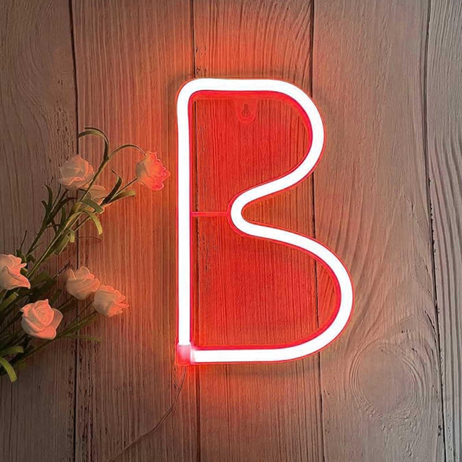 Custom Red Neon Light with USB/Battery Option Energy-Efficient LED Letters for Home Bar Cafe Shop Signage Durable & Waterproof for Year-Round Decor（Letters B） — image 1
